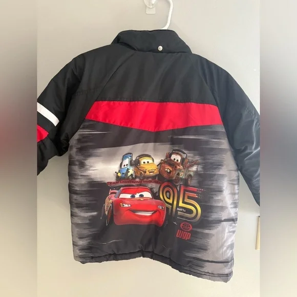 Disney Pixar Cars Lightening McQueen Puffer Jacket Coat Boys SZ 8 Full Zip Warm - Picture 6 of 8